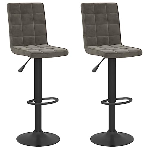 vidaXL 2X Barhocker Höhenverstellbar Drehbar Küchenhocker Barstuhl Tresenhocker Thekenhocker Tresenstuhl Bistrohocker Bar Stuhl Hocker Dunkelgrau Samt