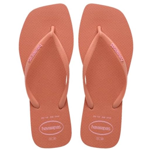 Chinelo Havaianas Slim Square Logo Pop Up Ponta Quadrada Feminina (Rosa Clay, BR, Adulto, Faixa Numérico, M, 33, 34)