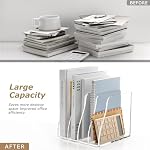 Clear Acrylic Desk Organizer- 4 Vertical Compartments Magazine File Holder - Image 7
