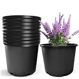 Srehloe 10Pcs 10 Gallon 16 inch Plant Nursery Pot Flower Seedling Injection Molded Container Plastic Garden Planter Pots with Drainage Holes Suitable for Vegetables Flowers Plants Black