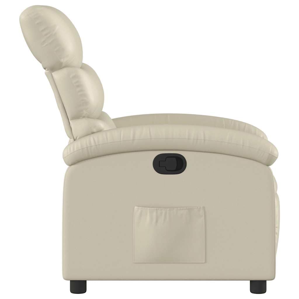 Sillón de relax manual con función reclinable, piel sintética, asiento acolchado grueso y reposabrazos, bolsillo lateral, marco de madera y metal, ajustable hasta 135 grados