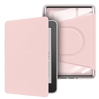 360° Rotating Magnetic Detachable Case with Stand & Auto Wake/Sleep for Paperwhite 5/6/7th Generation 6" (2012/2013/2015 Release) - Clear Back Cover, Pink - Amazon product rated Grade A