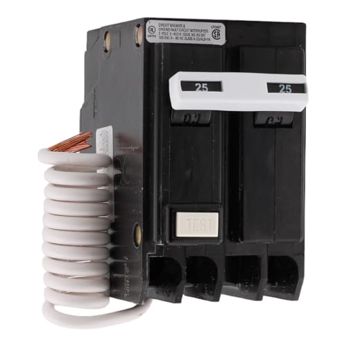 GFTCB225 25 Amp Double Pole GFCI Ground Fault Circuit Breaker, Pigtail Neutral, 120/240V, 10kAIC, UL Listed (1)