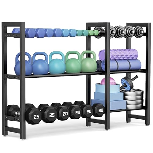Dumbbell Rack 3-Tier 50 Inch Metal Weight Stand Holder Adjustable Spacing Dumbbell Storage For Home Gym Storage (Rack Only)
