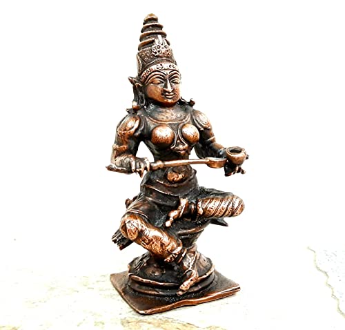 Image of Copper Idols India, 3.9 inches, Handmade Annapoorani Idol with, 340 Grams, Patina Antique Finish, Pack of 1 Piece
