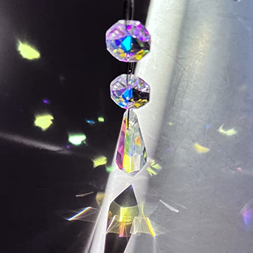 Kanpura 25Pcs 38Mm Ab Crystal Icicle Chandelier Prisms Rainbow Sucatcher Pendants Hanging Drop With Glass Octagon Beads Replacement Parts,Crystal Christmas Tree Decorations #TOP6
