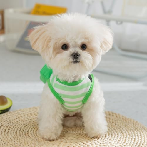 Disfraz para gato y perro Chaleco rayado con bolsa 3D verde XS miniatura 4