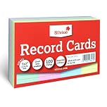 Silvine 5x3 Assorted Colour Flash Cards - Lined (100 Record Cards) 4 Colours for Study, Presentations and Notes