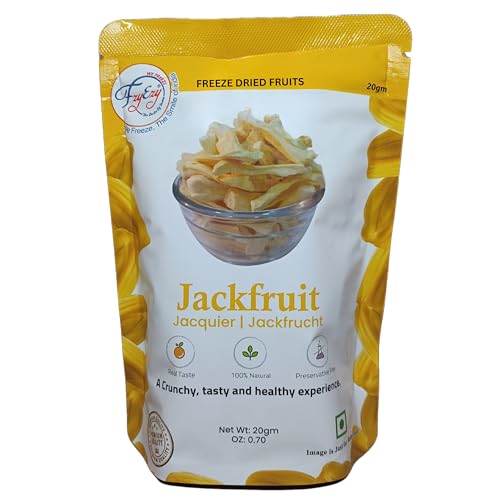 FzyEzy Healthy Premium Freeze-Dried Jackfruit Fruit Slices | Pantry Groceries Dehydrated Perfect for Healthy Snacking, Candy, Baking, Smoothie, Juice, Cake, Ice cream, Cereal | Promotes Good Digestive Health | Ideal Slices for Kids & Adults (Jackfruit Slice | 20g)