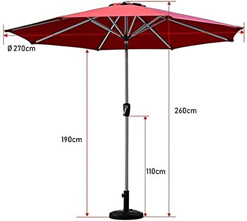 Parasol rojo vino CLSDRZC para mesa de patio exterior con soporte reforzado 3