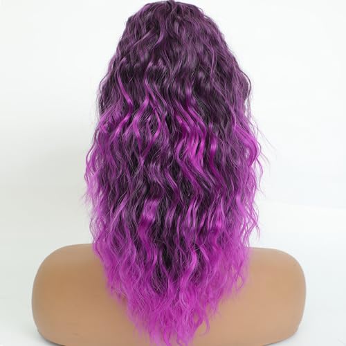 Image of Claw Clip Ponytail Extension 16In Long Wavy Curly Hair,Ombre Purple