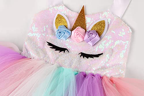 Gigoitly Unicorn Costume For Girls Rainbow Unicorn Dress Birthday Halloween Party Outfits With Headband #TOP4
