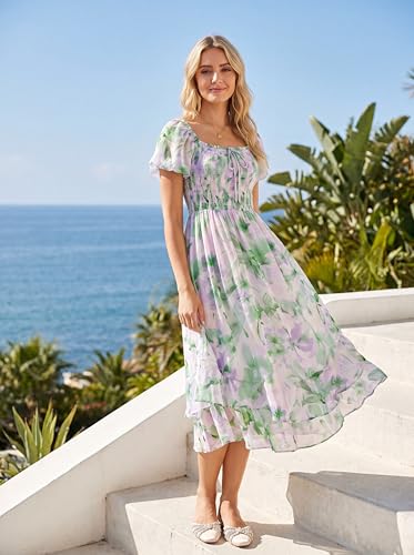 Image of GRACE KARIN Womens Summer Floral Maxi Dress 2026 Flowy Wedding Guest Dress A Line Boho Dresses Fashion Clothing with Pockets