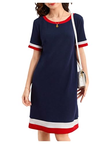 SweatyRocks Girl's Striped T Shirt Dress Short Sleeve Crewneck Knee Length Summer Dresses