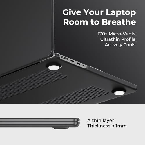 Image of EooCoo Case Compatible with MacBook Pro 14 inch M5 2026-2021 M4 M3 M2 M1 Pro /Max Chip, Matte Grip, Bump-Resistant, Hard Shell Cases with Keyboard Cover, Screen Protector - Space Black