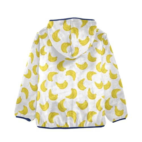 Banana Toddler Fleece Jacket Baby Boys Hooded Zipper Long Sleeve Thick Warm Outerwear 3-10 Years2