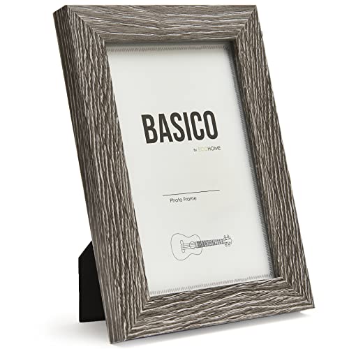 Ecohome Picture Frames 5X7 Grey Wood - Made Of Wood And High Definition Glass - Made For Tabletop Or Wall Decoration - Gray #TOP26