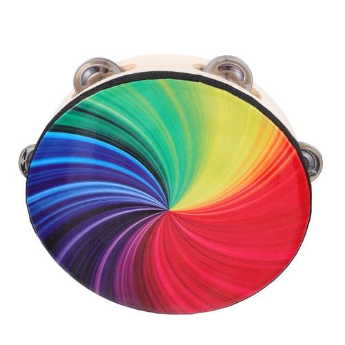 ERINGOGO Hand Tambourine Percussion 8-inch Single-row Tambourine Musical Instrument for Dance Performances Wooden Handheld