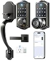 Veise VE017G-H + VE018 Wi-Fi Smart Fingerprint Front Door Lock Set, Remote App Control, Alexa Compatible, Auto Lock, Easy to Install