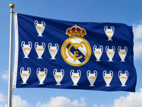 Real Madrid Flag Banner 3x5ft Champions League 2024 Hala Madrid Merengue Fans Soccer Durable Indoor or Outdoor Football Soccer 2 Grommets