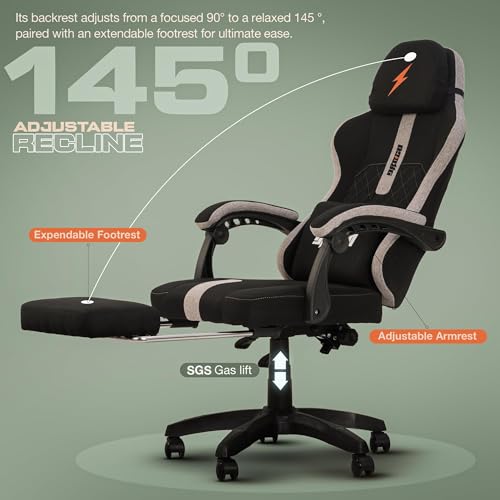 Image of DROGO Comformax Ergonomic Gaming Chair with Breathable Weave Fabric for Long-Hour Comfort | Integrated Massager | Ergo Sync Armrest | Retractable Footrest | 1 Year Warranty(Black)