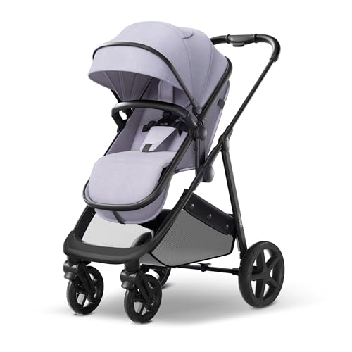 Image of Mompush Wiz 2 in 1 Baby Stroller with Infant Pramette Mode, One Hand Fold Convertible Newborn to Toddler Stroller with Reversible Seat and Large UPF 50+ Canopy