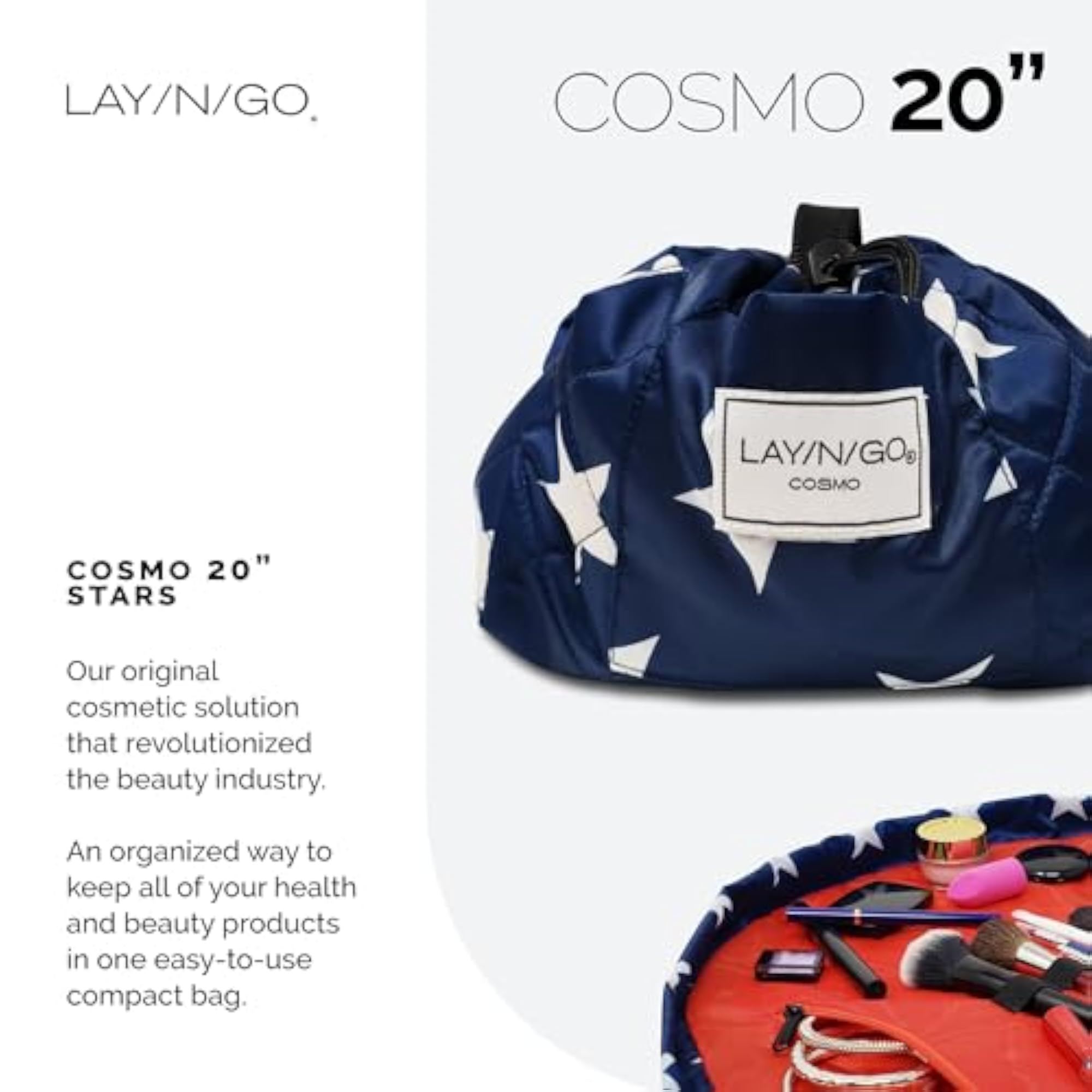Drawstring Makeup Bag with Stars Design