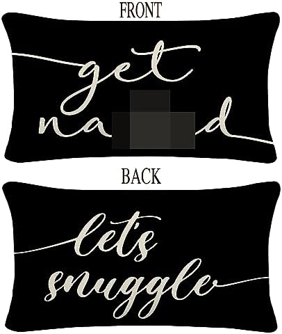 Let's Snuggle Reversible Black Decor Throw Pillow Case Decor for Home Bedroom, 12'' x 20'' Pillow case, Great Gift for Girlfriend, Boyfriend, Wife, Husband, Lover Wedding Anniversary 