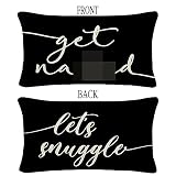 Let's Snuggle Reversible Black Decor Throw Pillow Case Decor for Home Bedroom, 12'' x 20'' Pillow ca