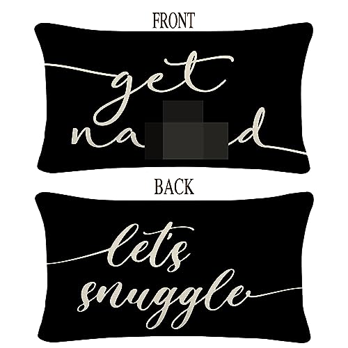 Let's Snuggle Reversible Black Decor Throw Pillow Case Decor For Home Bedroom, 12'' X 20'' Pillow Case, Great Gift For Girlfriend, Boyfriend, Wife, Husband, Lover Wedding Anniversary  #TOP3