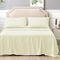 Kingdom 225 Thread Count Easy Care Percale Sheet Set, Double, Cream