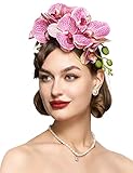 Coucoland Flower Hat Fascinators for Women - Pink Fancy Tea Party Church Derby Cocktail Hats Floral Fascinator Headband