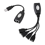 Kit complet prêt à l'emploi : le paquet comprend 1 adaptateur d'extension mâle RJ45 et 1 adaptateur d'extension femelle RJ45 vers USB à 4 ports, vous offrant tout ce dont vous avez besoin pour étendre plusieurs périphériques USB via un seul câble réseau.