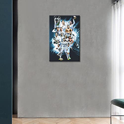 Canvas Wall Art Football Sport Posters Cristiano Ronaldo Football Paintings Artwork Modern Home Decor Canvas Wall Decor For Living Room Bedroom Office Posters Prints Framed Ready To Hang - 36"W X 24"H #TOP3