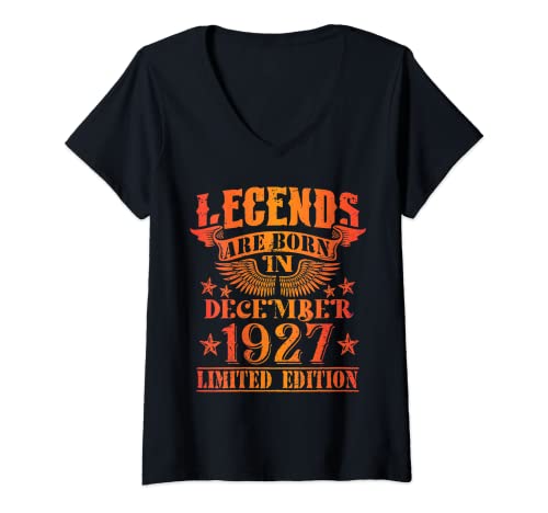 Mujer Cumpleaños Diciembre 1927 Edición Limitada Regalo Vintage Camiseta Cuello V