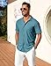 COOFANDY Button Down Shirts for Men Short Sleeve Vintage Shirts Knitted Polo Shirts Casual Beach Summer Shirt Peacock Blue