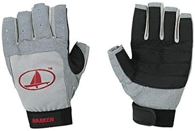 Harken Sport Classic 3/4 Finger Glove, Grey/Black/Red, X-Large