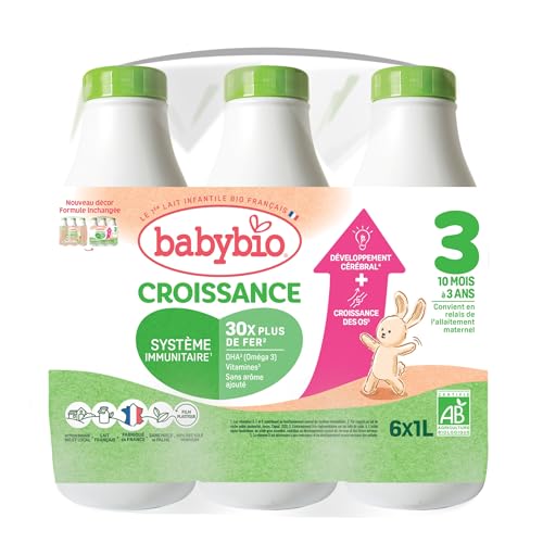 Babybio croissance lait de vache dès 10 mois 6 x 1L
