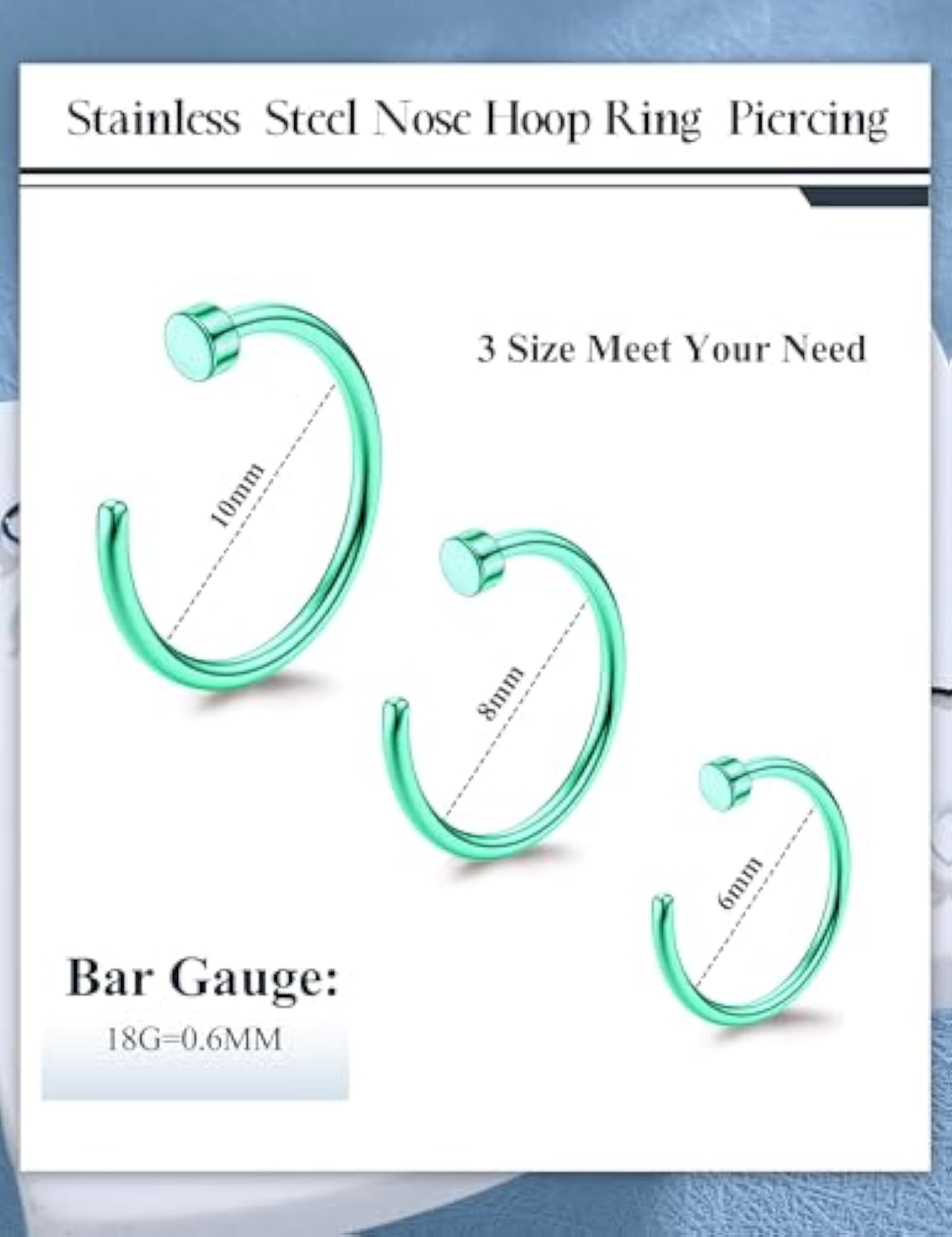36pcs 20G Stainless Steel Nose Ring Hoop Set