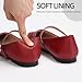 ATHMILE Mary Jane Shoes Women Ballet Flats Shoes for Women Slip on Comfortable Dressy Adjustable Strap for Work Office Business Casual Dark Red
