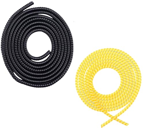 Image of Spiral Cable Protector, Data Cable Protective Sleeve, Headphone Saver, Charger Protective Cover, Wire Repair /Strain Relief Cable Wrap Tube for USB Data Cable Headphone Cable (Yellow+ Jet Black)