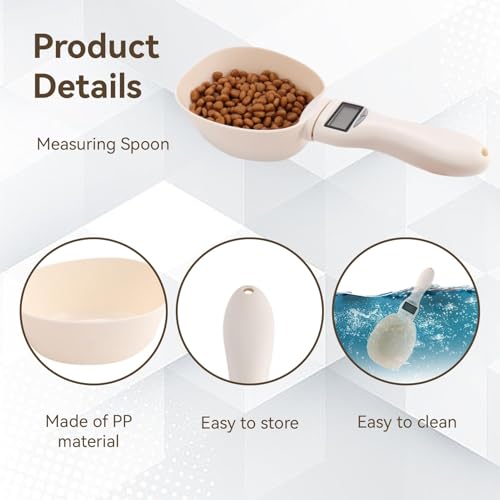 HERCHR Digitale Löffelwaage, Hundefutter Messbecher Digitalwaage Digitale Küchenwaage Messlöffel für Hunde und Katzen Pet Food Scoop Elektronische Digitaler Tierfutter Messlöffel Mit LED-Anzeige