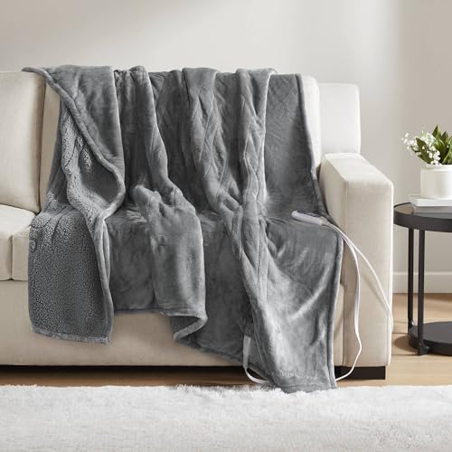 Beautyrest Heated Blanket, Electric Throw Blanket, Soft, Warm, Reversible Plush - Sherpa Heating...