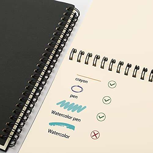 Labuk 7 Pack Unlined Spiral Notebook 100 Pages Blank Notebook Journal Bulk Sketch Books 8.3"X 5.5" Soft Cover Kraft Memo Notepads Diary Planner, 50 Sheets For School Travel Office Supplies (Black) #TOP3