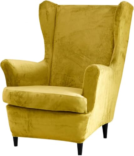 Juego de 2 fundas for sillón orejero, fundas de terciopelo for sillón con respaldo elástico, protector de muebles elástico extraíble for sillones con respaldo, sala de estar, dormitorio, hotel