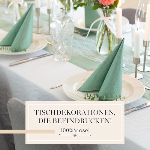 Serviettes vert eucalyptus 33x33 cm anti-déchirure décoration table fête 60 pcs - 3