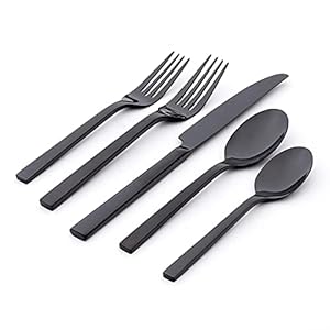 Oneida Chef’s Table Black 20 Piece Everyday Flatware Set, Service for 4, 18/0 Stainless Steel, Silverware Set