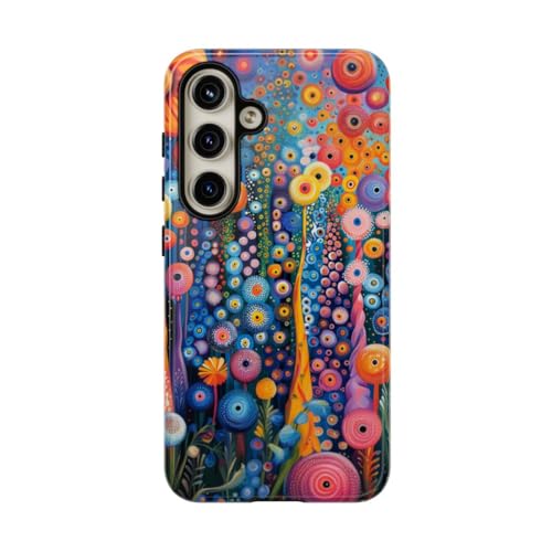 Coque Samsung S24 motif floral abstrait orange brillant rigide
