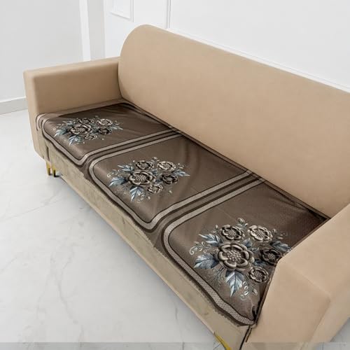 Image of Homerz Premium Waterproof Jasmine Joe Sofa Seat Cover - Floral Printed Sofa Protector | Non-Slip, Washable & Durable Sofa Protector (Mouse, 5 (3+2) Seater)