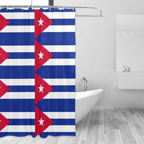 Rideau de douche drapeau cubain anti-moisissure avec oeillets robustes